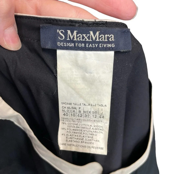 Max Mara ‘S Cotton Kurta Tunic Dress Black Cream‎ Size US 10 - Picture 7 of 10